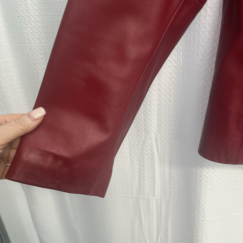 Nine‎ West Genuine Leather Red Full Zip Scuba Jacket Classic Medium - Picture 5 of 11